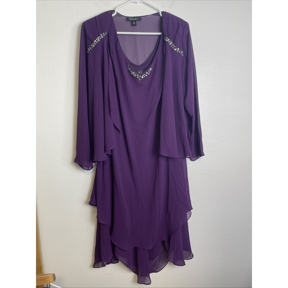 Vintage S.L. Fashions Blouse Womens Size 12P Purple Elegant Career Chic Flowy